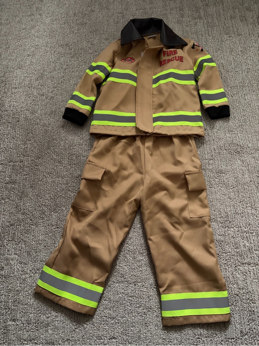 Spirit Brown and Neon Yellow Kids Fire Rescue Costume